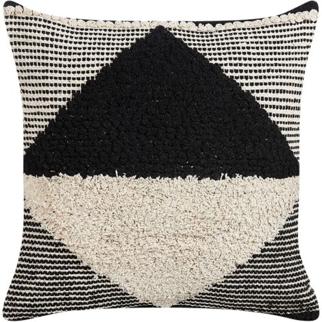 Throw Cushion KHORA Cotton 50 x 50 cm Black Geometric Pattern