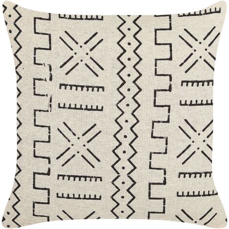 Throw Cushion MYRICA Cotton 45 x 45 cm White Geometric Pattern