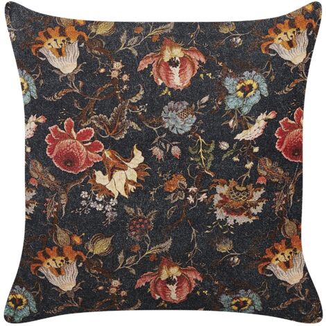 Throw Cushion RAMONDA Velvet 45 x 45 cm Multicolour Floral Pattern