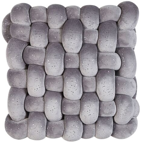 Throw Cushion SIRALI Velvet 30 x 30 cm Grey Solid