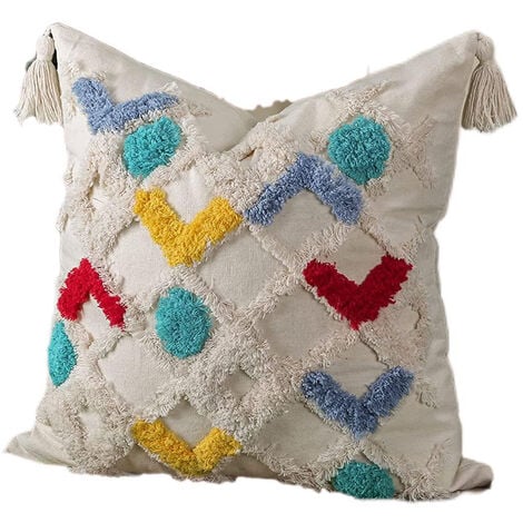Lumbar Pillow Boho Throw Pillow With Tassels Spring Pillow -  UK