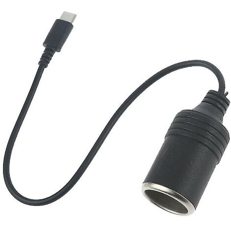 Thsinde – Câble d'alimentation femelle USB C PD 12V – Prise allume-cigare pour voiture – Compatible dashcams et ventilateurs – 24 cm
