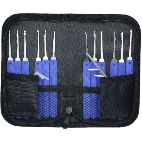 Thsinde – Coffret multi-outils de crochetage 17 pièces – Acier inoxydable – Sac de rangement noir – Pour débutants et professionnels