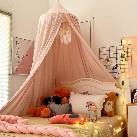 Dosel de cama para niños amarillo cortina de cama de bebé mosquitera para habitación infantil y sala de juegos cortina colgante redonda Princess decoración 
