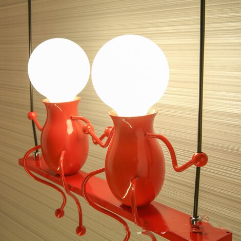 Thsinde Simple Fashion Doll Swing Children Modern Wall Sconce Living Room Bedroom Creative Bedside Wall Light Holiday/Wedding Gift (Red)