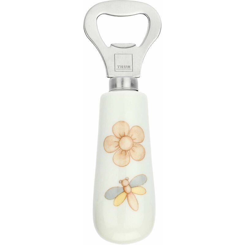 Image of Apri Bottiglie Decorato con Fiore e Libellula - Accessori Cucina - Linea Elegance - Gres, Acciaio Inossidabile - 13 cm - Thun