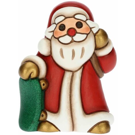 THUN, Babbo Natale Su Skateboard in Ceramica Decorata a Mano, Linea Desideri di Natale, Decorazioni Natale Casa, 6.1x5x8 cm h