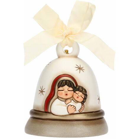 THUN - Campanella Special Edition 2023 Bianca con Maria e Gesù Bambino in Ceramica Decorata a Mano, 11x11x12.5 cm h