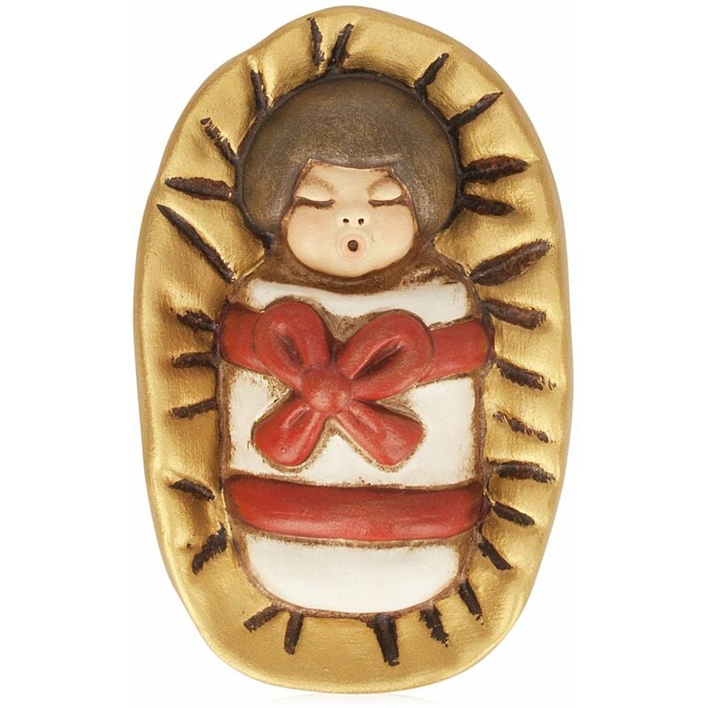 Image of Thun - Gesù Bambino nella Mangiatoia - Versione Rossa - Statuine Presepe Classico - Ceramica - i Classici