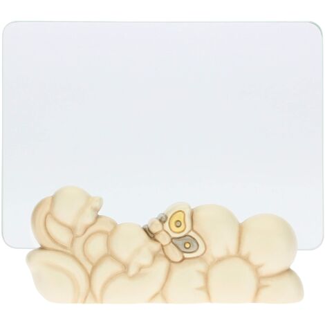 THUN - Portafoto con Fiori e Farfalla - Arredamento Casa - Linea Elegance - Ceramica, Vetro - per Foto Formato 10x15 cm - 17 h cm Altezza Totale