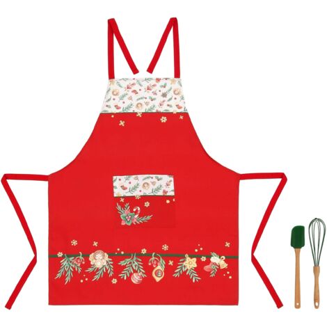 THUN, Set con Grembiule Frusta e Leccapentola in Cotone, Collezione Sorprese di Natale, Set per Casa e Cucina, Idea Regalo per Natale, Grembiule 80 x 68 cm, Mestoli 30 cm