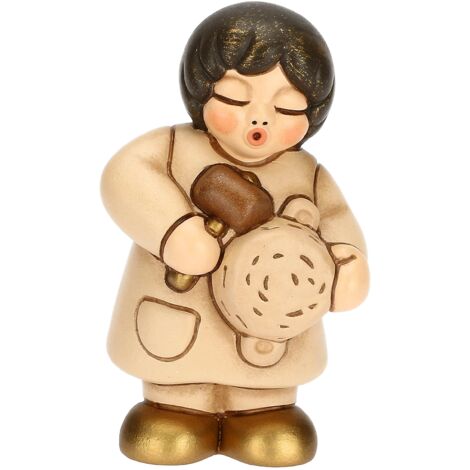 THUN - Venditore di Pentole in Ceramica Decorata a Mano, Colore Champagne, Linea Presepe Classico, Decorazioni Natale Casa, 4.7x3.6x8 cm