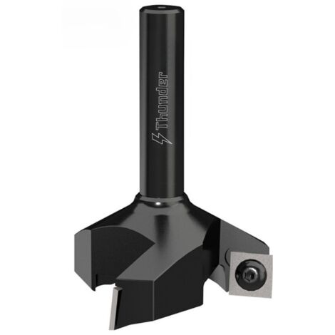 Thunder Godzilla Puntas - fresa à surfacer madera 60 mm, vástago 12 mm, con 3 plaquitas en carburo 12 mm - para cepillar, bordes y ranuras - para fresadora y CNC LTS004X
