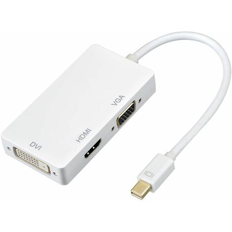 Thunderbolt 3 in 1 Mini Displayport auf HDMI DVI VGA Adapter Weiß