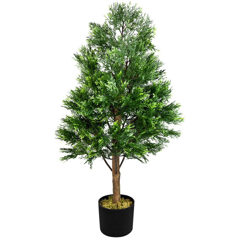 Decovego - Thuya Conifere Plante Arbre Artificielle Artificiel avec Bois Veritable 90cm Domaine Interne