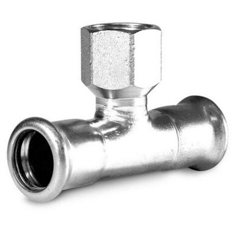 TI CON DERIVAZIONE FILETTO F A PRESSARE IN ACCIAIO CARBONIO 1/2" x 28 x 28