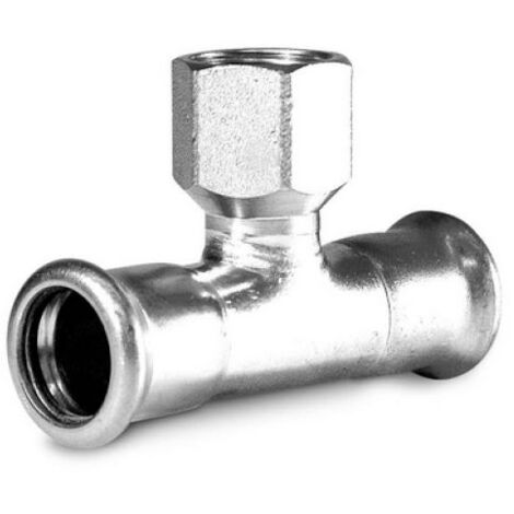TI CON DERIVAZIONE FILETTO F A PRESSARE IN ACCIAIO CARBONIO 1/2&quot x 42 x 42