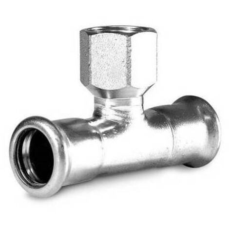 TI CON DERIVAZIONE FILETTO F A PRESSARE IN ACCIAIO CARBONIO Misura: 1/2" x 15 x 15