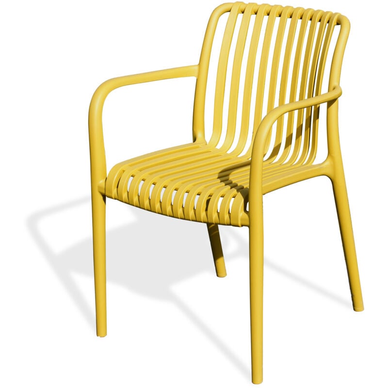 TIAGO - Fauteuil de jardin empilable en Polypropylène Jaune moutarde - CITY GARDEN