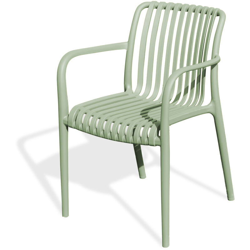 Citygarden - tiago - Fauteuil de jardin empilable en Polypropylène vert olive - city garden