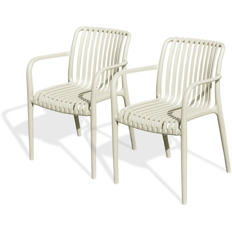 Citygarden - tiago - Lot de 2 fauteuils de jardin empilables en Polypropylène sable - city garden