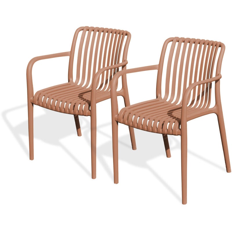Citygarden - tiago - Lot de 2 fauteuils de jardin empilables en Polypropylène terracotta - city garden
