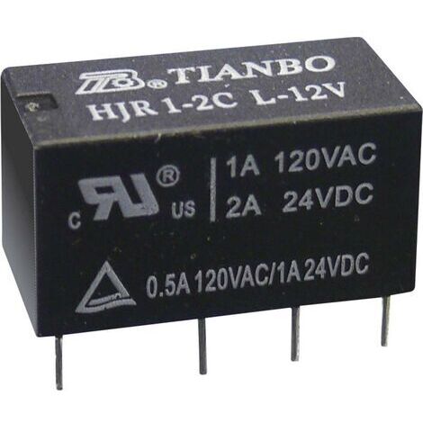 Tianbo Electronics HJR1-2C-L-12VDC Relais pour circuits imprimés 12 V/DC 2 A 2 inverseurs (RT) 1 pc(s) X50377