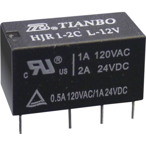 Tianbo Electronics HJR1-2C-L-12VDC Relè per PCB 12 V/DC 2 A 2 scambi 1 pz.