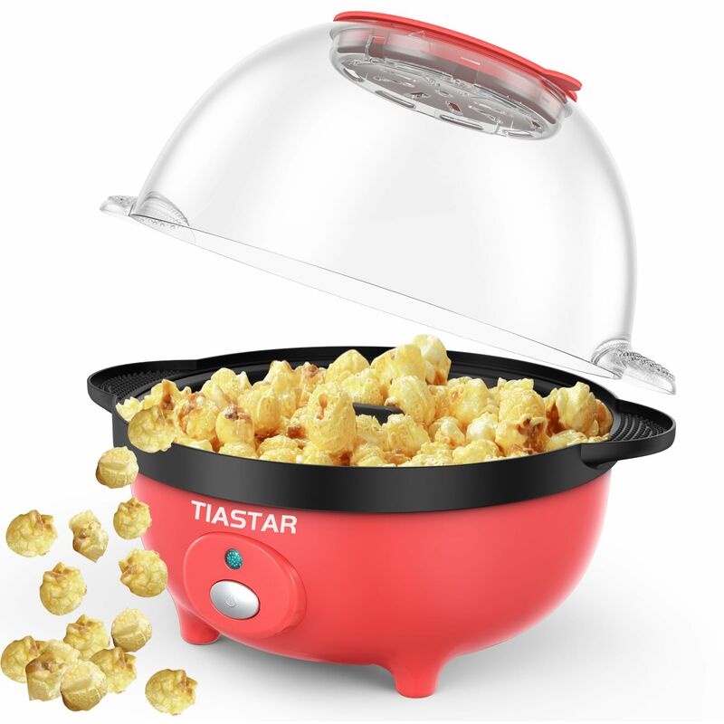 Image of Macchina per popcorn, 650W Elettrica Macchina Popcorn, Macchina Pop Corn Capacità di 3L con Rivestimento Antiaderente, sana e con meno olio per le