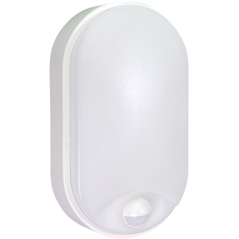 Hublot LED Ovale Blanc, 12W, 1200 lumens, IP65, couleurs réglables 3000/4000/6500, détecteur de mouvement, garantie 5 ans - Tibelec