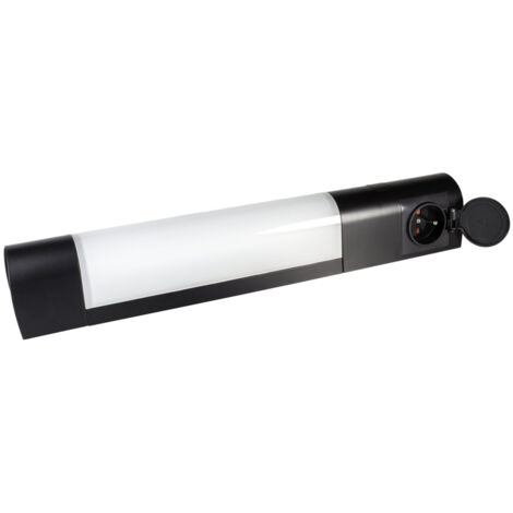 Tibelec – Applique murale noire avec prise 2PT – Compatible tube S19 13W maxi – Installation facile pour bureaux et salons