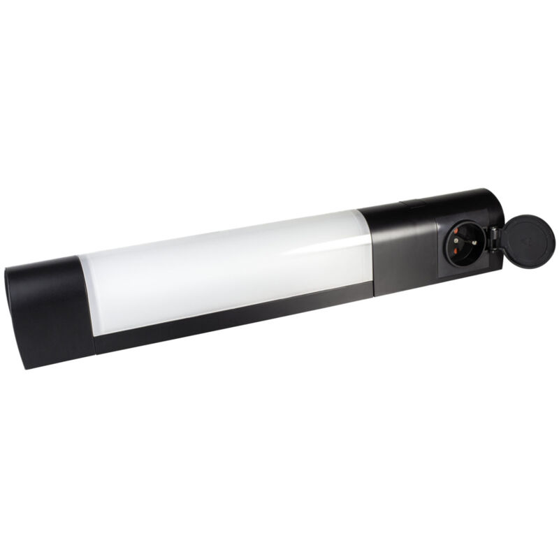 Tibelec - Applique Noire avec Prise 2PT sans Lampe pour Tube S19 13W Maxi - Design Pratique et Élégant Tibelec - Applique Noire avec Prise 2PT sans Lampe pour Tube S19 13W Maxi - Design Pratique et Élégant