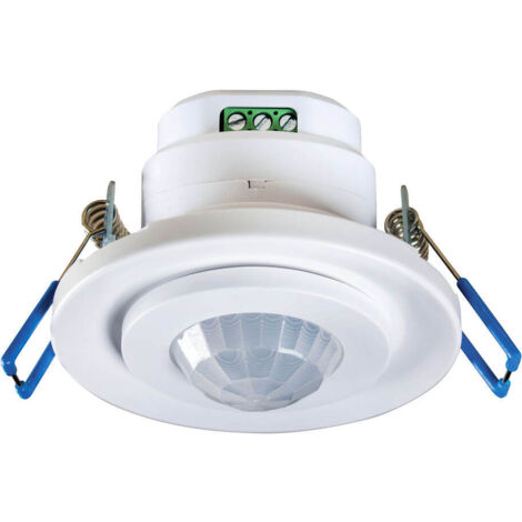 Tibelec – Détecteur de mouvement encastré PIR 360° – Portée 8m – Extra-plat diamètre 80mm – Installation intérieure – Réglage temporisation et luminosité