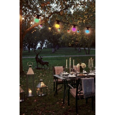 TIBELEC Guirlande extérieure 10 ampoules B22 multicolor 300 Lumens Pro 10m TIBELEC