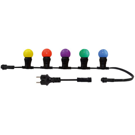 Tibelec – Guirlande lumineuse d'extérieur 10m – 10 ampoules B22 remplaçables – Multicolores – IP65 – 150W – Connectable pour événements extérieurs