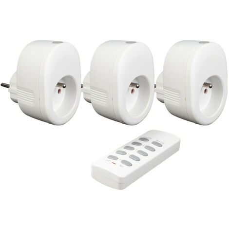 Tibelec – Kit de 3 prises connectées avec télécommande – Portée 70m – Fréquence 433,92 MHz – Puissance 3680W, 16A, 230V
