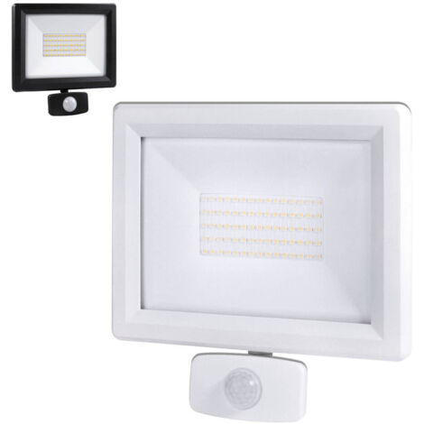 Tibelec – Projecteur à détecteur de mouvement 50W – 5500 lumens – IP65 – 4000K blanc-neutre – Fixation orientable 3D – Connecteur rapide