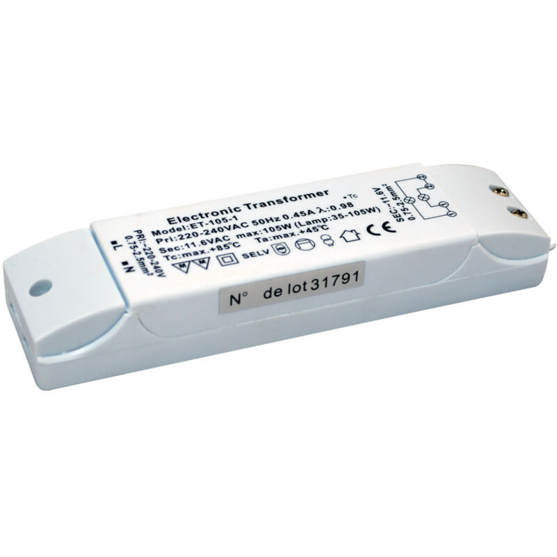 Tibelec - Transformateur électronique pour luminaire halogène et led 35 à 105W