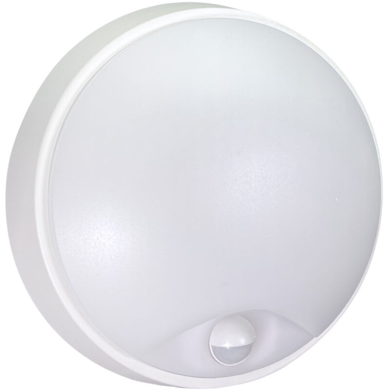 Vela Hublot led Rond Blanc 12W 1200lm avec Détecteur de Mouvement et Couleurs de Lumière Réglables IP54 - Tibelec