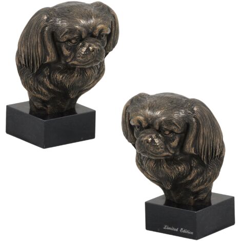 Tibetan Spaniel - statuetta di cane, busto su base di pietra, scultura, trofeo per la mostra canina del marchio Art-Dog