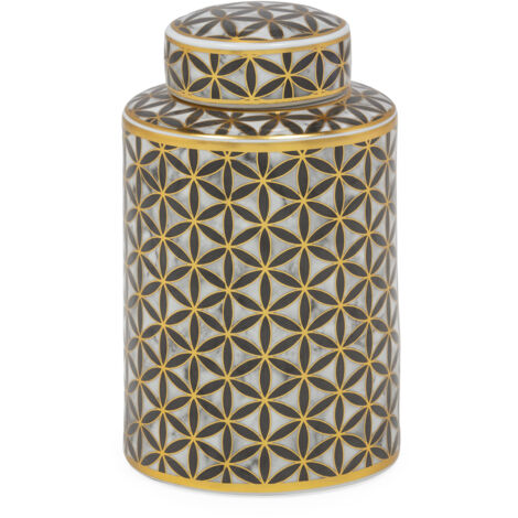 Tibor 18X18X30 Ceramica Blanco/Gris/Dorado