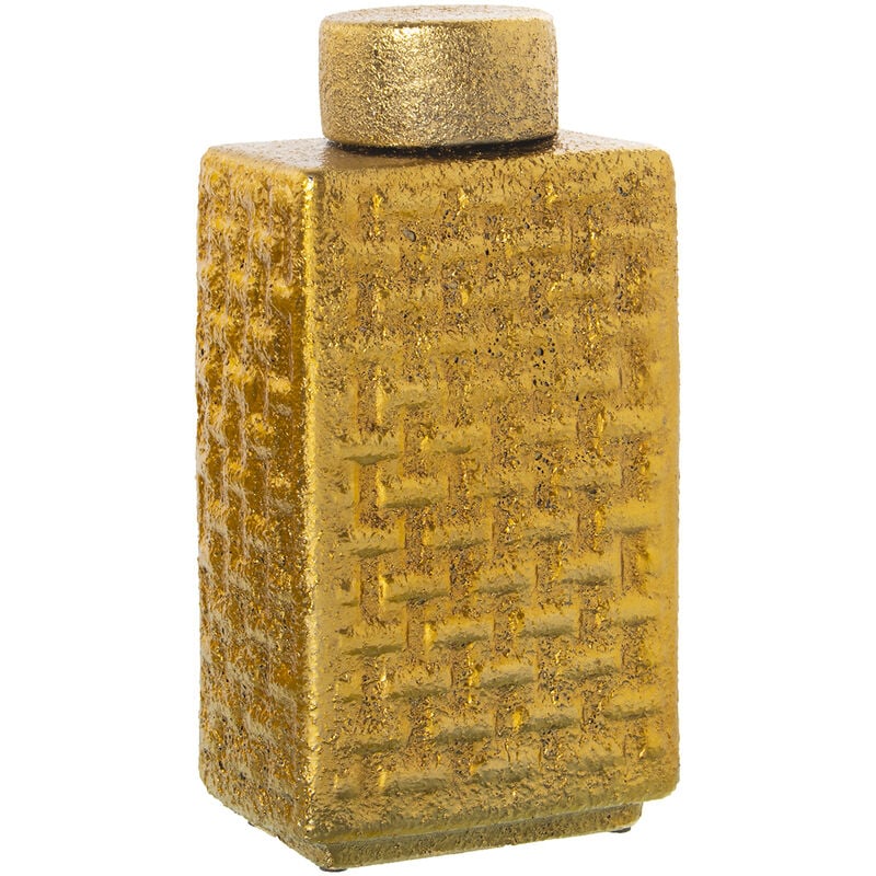 Fijalo - Tibor Céramique 32 Cm Or °16X10X32 Cm, Couvercle : °9X5 Cm