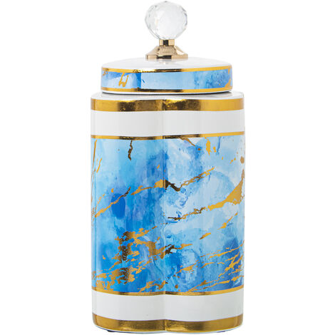 Tibor White/Blue Ceramics/Gold 18x30cmpour alle Stile, um dem Haus eine Note zu verleihen