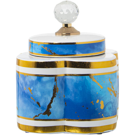 Tibor White/Blue/Gold Ceramic 18x20cmpour alle Stile, um dem Haus eine Note zu verleihen