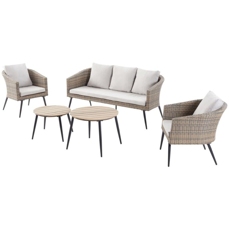 

Tibouta: Conjunto de resina trenzada para balcón de 5 plazas - Beige