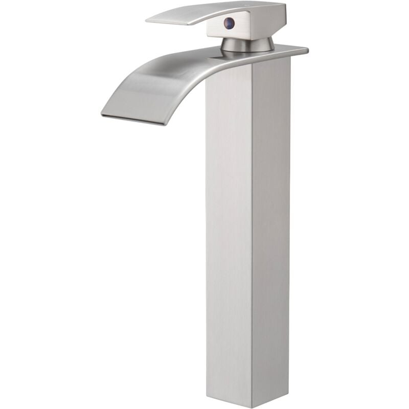 Saniverre - tibre xl Robinet mitigeur bec haut en cascade chrome brossé gris - salle de bain