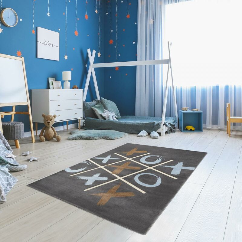 

Alfombra de niños tic-tac-tac-tac en polipropileno gris - Gris