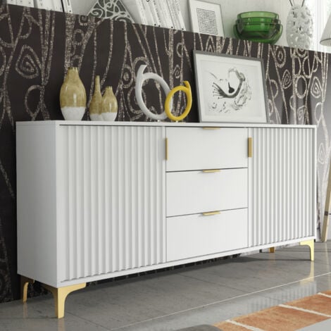 OLIVIA FURNITURE Tide Crest Gold Sideboard 140cm - Dark Grey