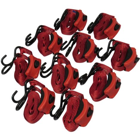 Tie Down Cambuckle Straps 25MM 3M - S Hook Pack of 10 (Enclosed Pre-Threaded Webbing)