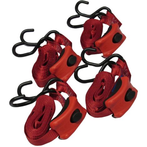 Tie Down Cambuckle Straps 25MM 3M - S Hook Pack of 4 (Enclosed Pre-Threaded Webbing)